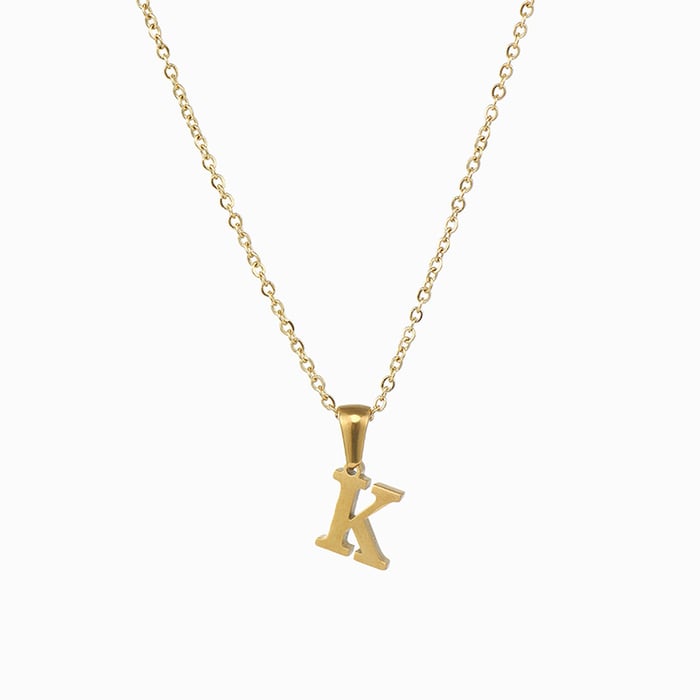 1 Piece Simple Series Simple Letter K Stainless Steel  Gold Color Women's Pendant Necklaces 